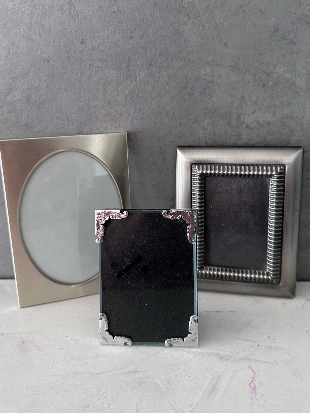 Lot of 3 mini picture frames silver